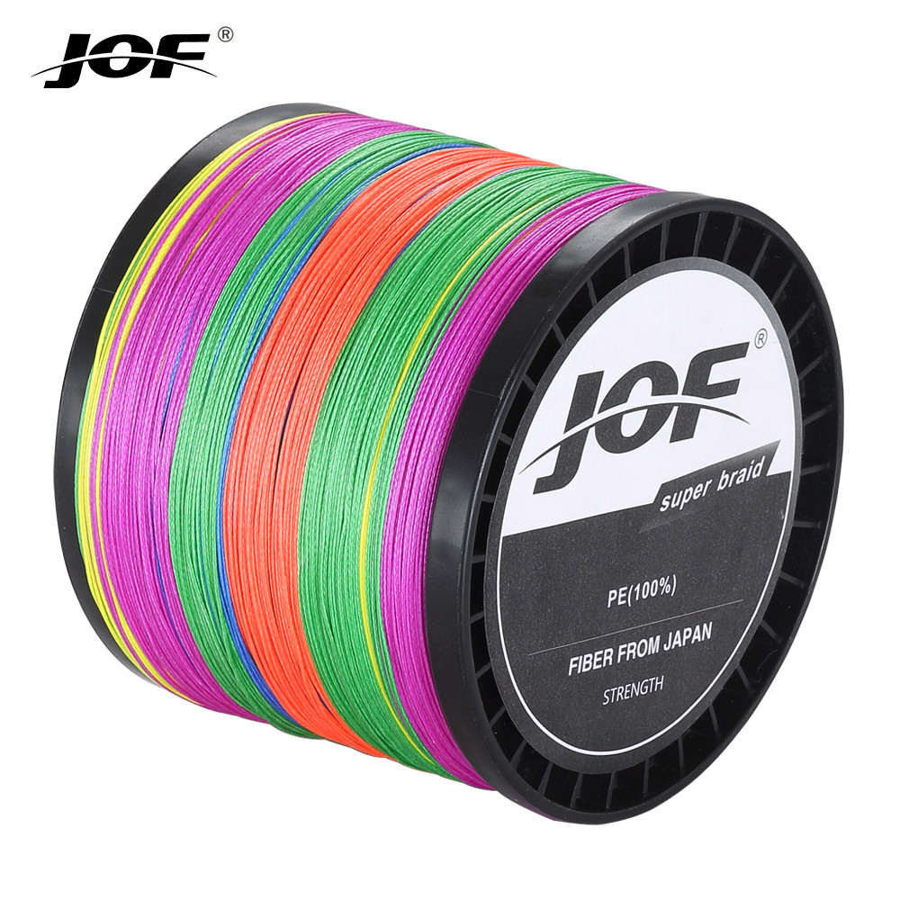 Linha de Pesca Trançada JOF 4 Fios 300M 500M 1000M Linha de Pesca PE 8-80LB Linha de Pesca Multifilamento Fio Suave Pesc