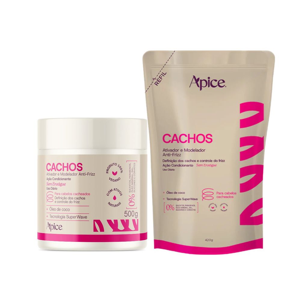 Kit Ativador e Refil Ativador 500g cachos Nova fragrância Apice