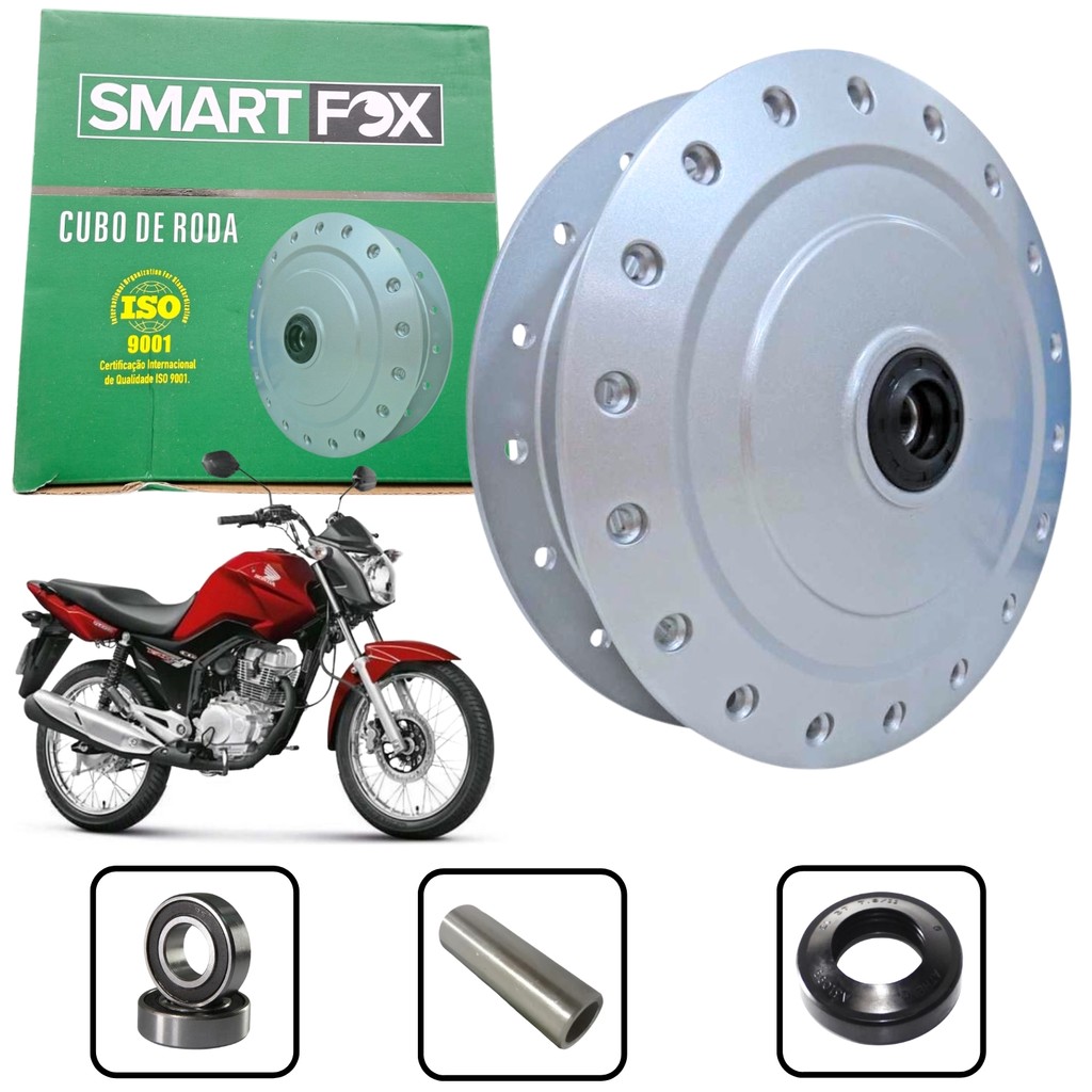 CUBO DA RODA DIANTEIRO COMPLETO FREIO TAMBOR SMARTFOX HONDA CG TITAN 125 FAN 125 START 150 160