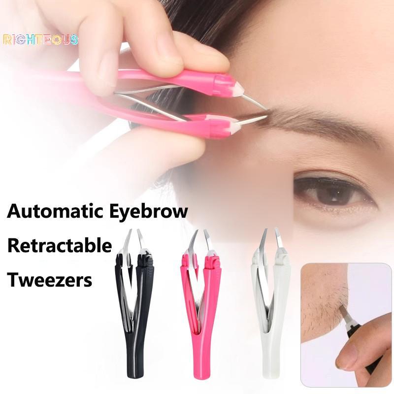 Rightrous Pinça De Sobrancelha Automática Retrátil Rosto Cabelo Barba Remoção Aço Inoxidável Anti Ferrugem Beleza Extrat