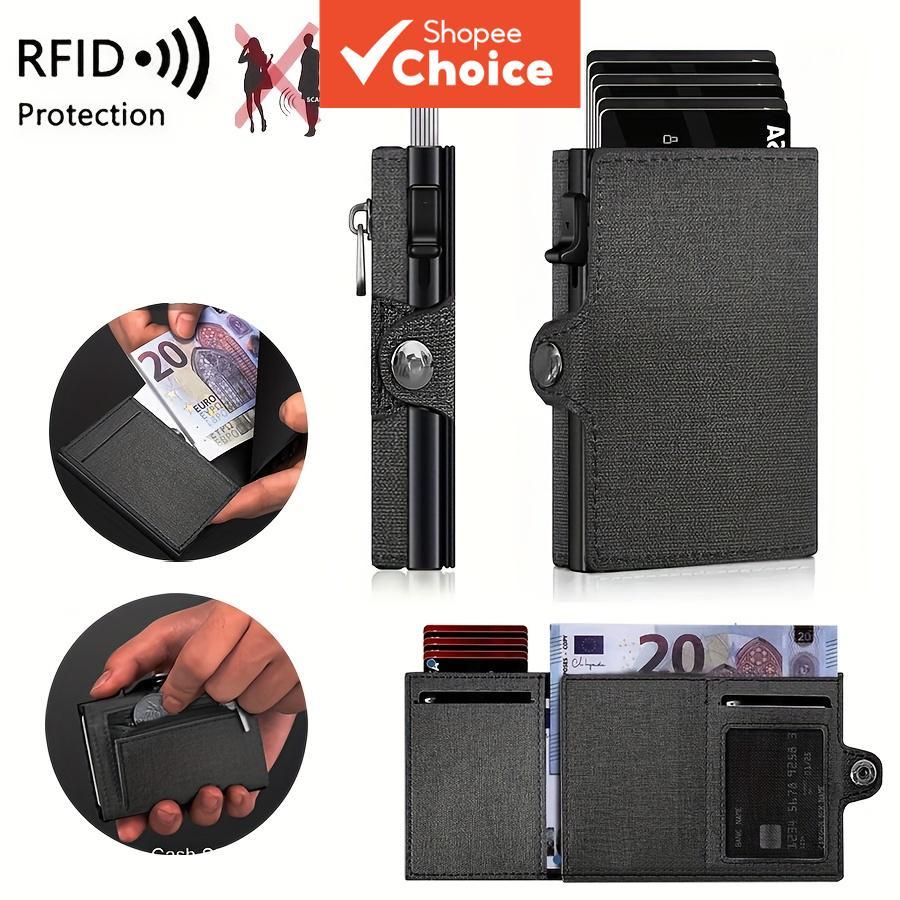 Nova Moda True Pickup Bag Carteira De Metal Pop-up Automática RFID Escova Antirroubo Clipe De Cartão De Grande Capacidad