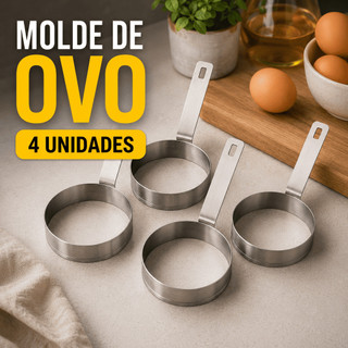 Kit 4 Molde Para OVO Aço 9cm com Alça Flandres Redondo Modelador Aro