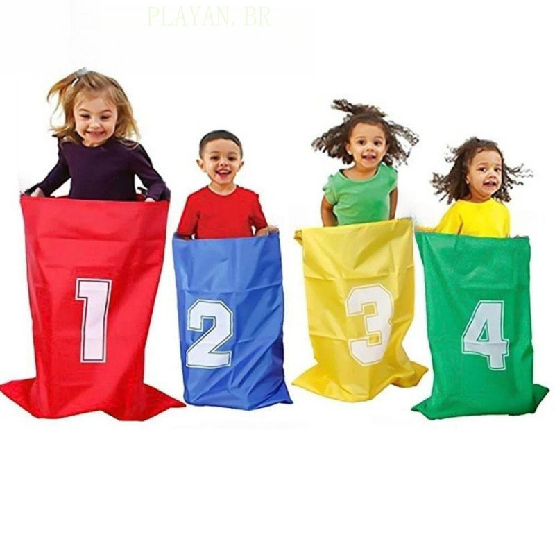 4 Peças De Sacos De Salto Infantis , Bolsa De Corrida De Campo Infantil Dobrável Colorida , Adereços De Jogo Fác