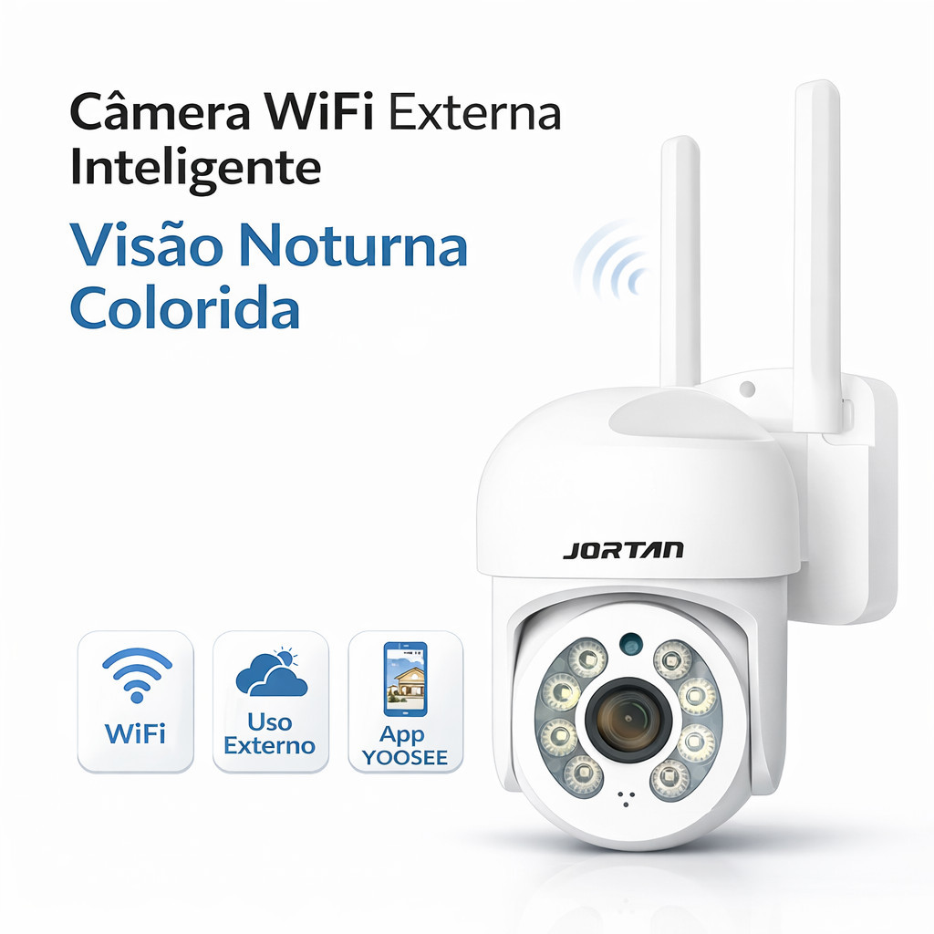 Câmera de Segurança WIFI YOOSEE IP66 6MP Full HD Visão 360° Detecção Movimento Voz em 2 Vias