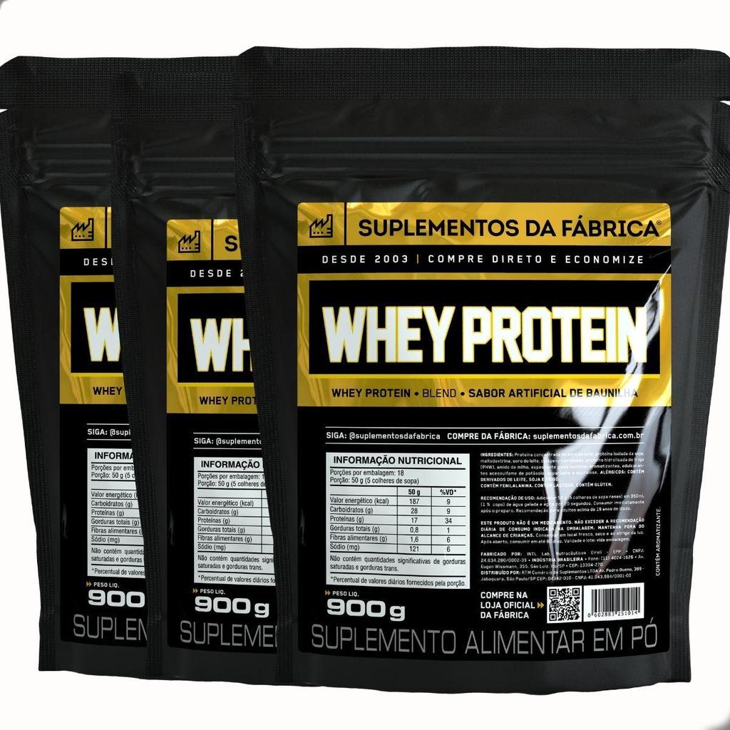3 Whey Protein ISO Blend Complex 900g Suplemento da Fabrica