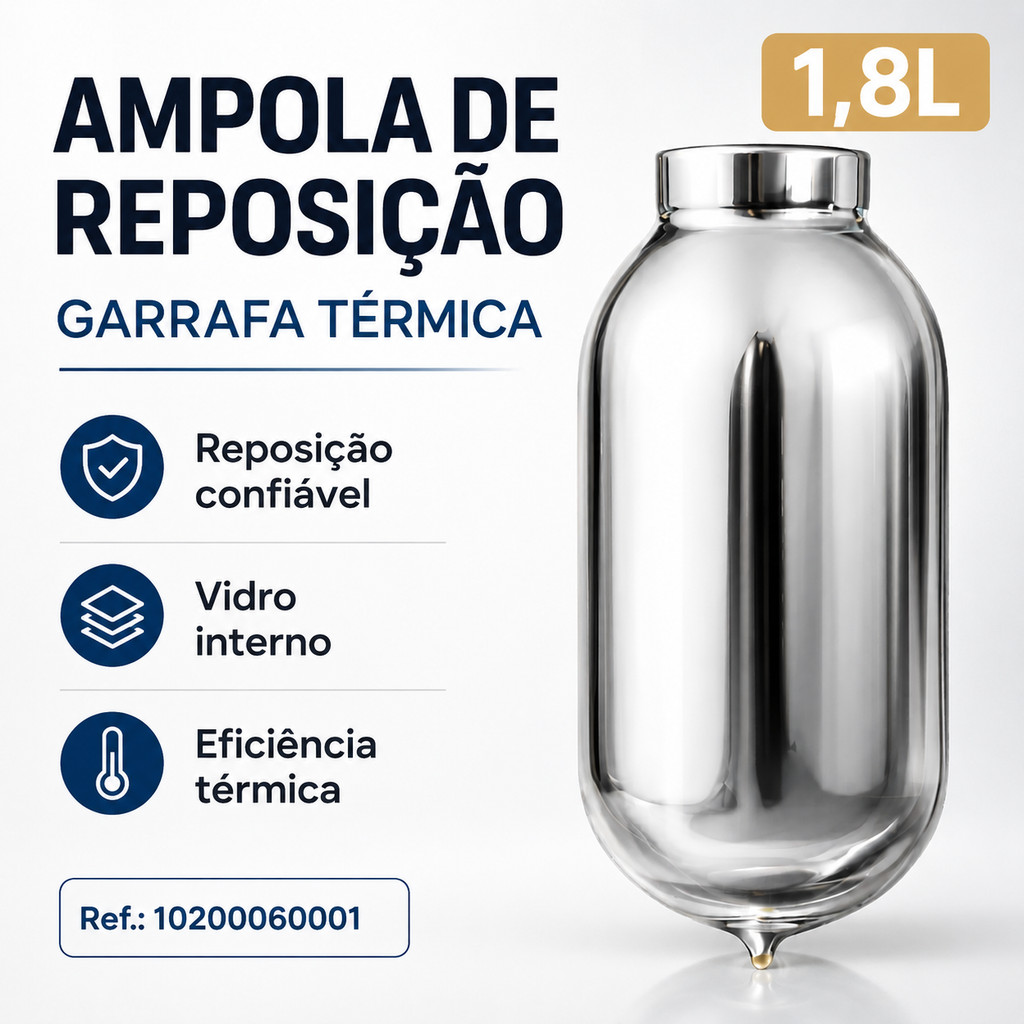 Ampola Térmica de Reposição Invicta 1,8L para Garrafa Térmica Cafeteira Original