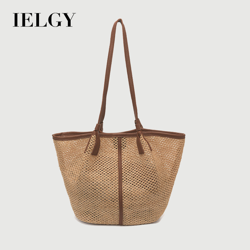 IELGY Bolsa Tote de palha oca de verão, bolsa balde de ombro de tecido de grande capacidade