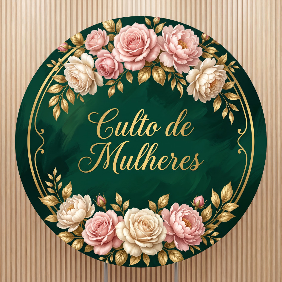Painel redondo encontro de mulheres cristão | festa religiosa | tecido premium | frete grátis | vários modelos