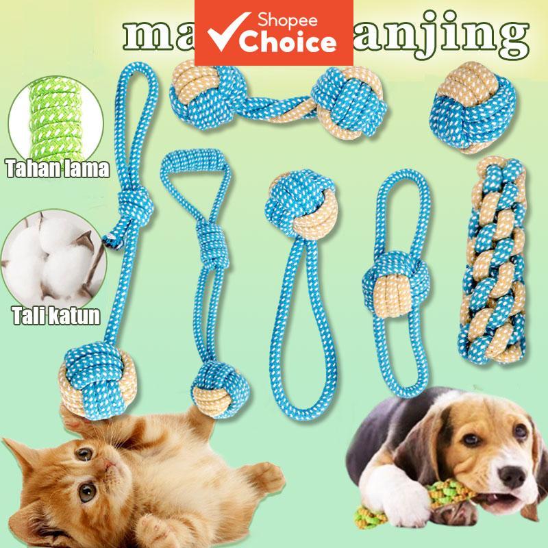Brinquedo de Corda Trançada para Cachorro 7 peças Osso com Nó para Filhote Limpeza de Dentes e Brincadeira Interativa