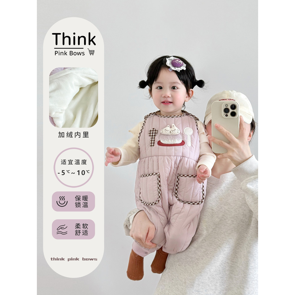 Roupas de bebê roupas de bebê inverno acolchoado macacão estilo ocidental camisa de fundo roupas de inverno do bebê tern