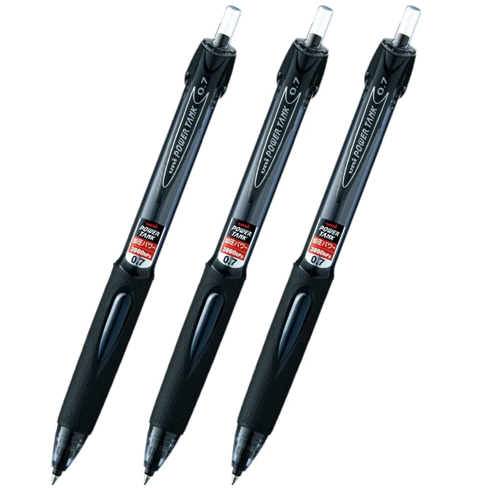 Mitsubishi Pencil Power Tank Standard 0.7mm Preto SN-200PT-07 Conjunto com 3 unidades