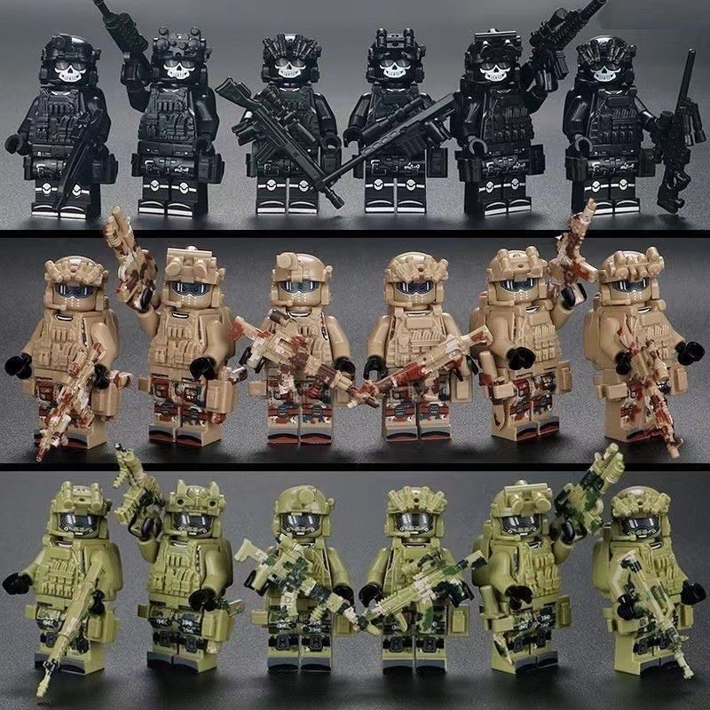 2026 novo estilo compatível Lego bloco de construção boneca militar fantasma SWAT forças especiais bloco de construção v