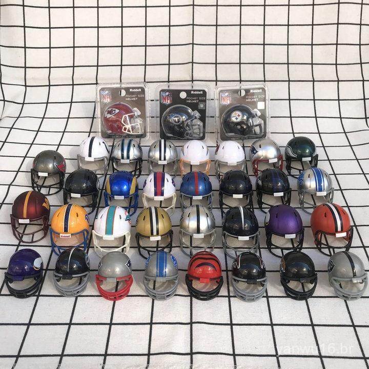 Popular 2025: Novo Mini Capacete Colecionável RIDDELL da NFL para Futebol Americano, Ornamento de Brinquedo 1/6 WEXN