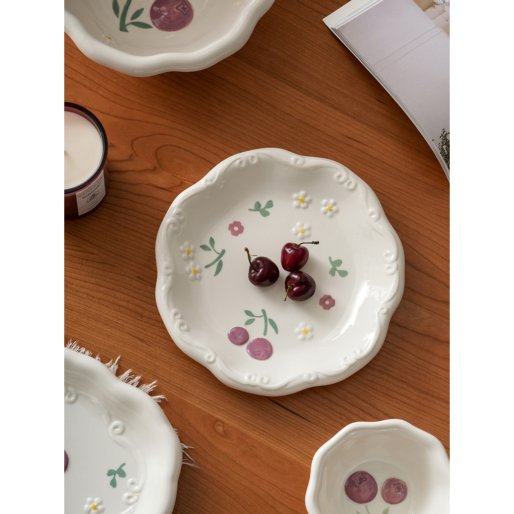 Siyue prato de jantar fofo de alto valor, cor Underglaze, prato de cerâmica, preparação doméstica, prato de café da manh