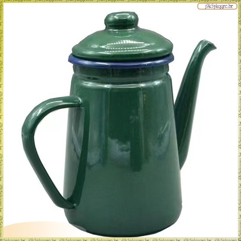 [Lan] Bule Esmaltado Para Café Com Alça E Tampa , 1.1L , Chaleira Fogão Uso Diário