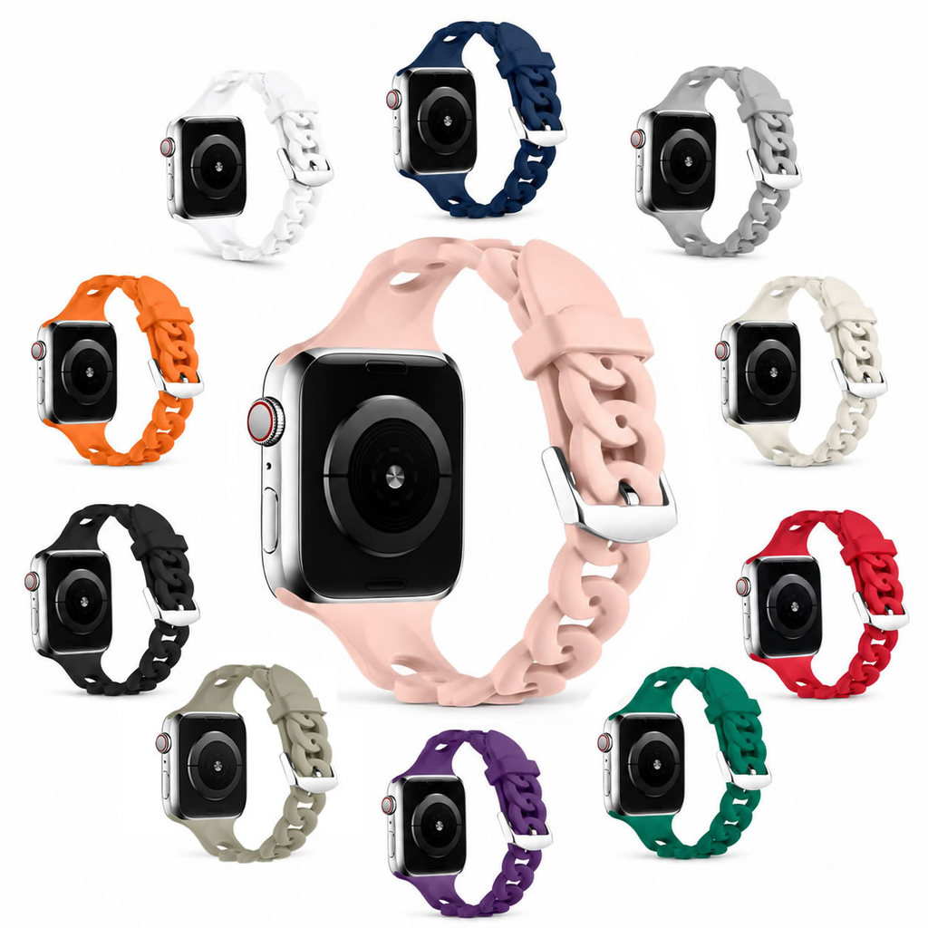 Pulseira Silicone Corrente Elos Soft LTimports P/ Apple Watch 42mm 11/10 - 41mm 