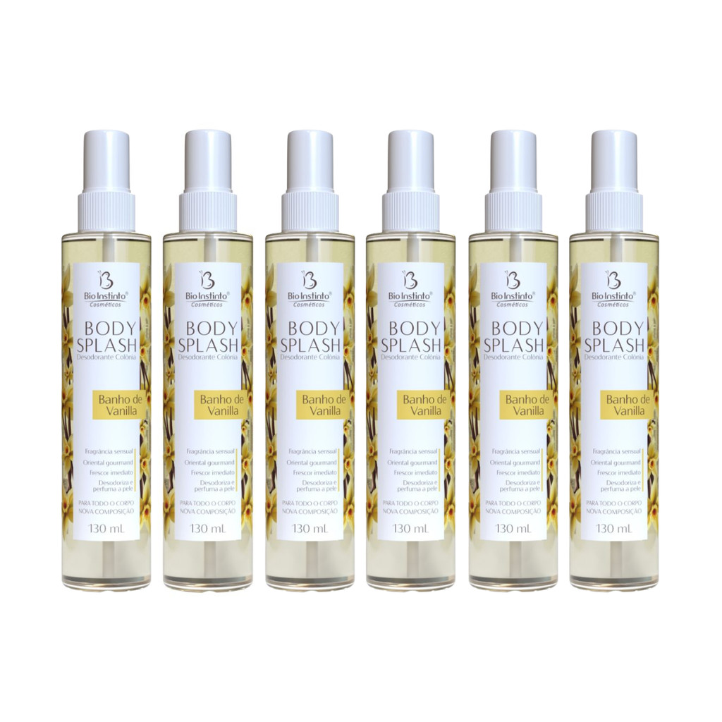 Kit 6 Body Splash 130ml Baunilha Bio Instinto