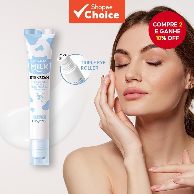 LAIKOU Mi lk HA Roll & Glow Creme Para Os Olhos Suave Iluminar Hidratante Redutor De Inchaço Não Gorduroso 20g em Oferta na Shopee
