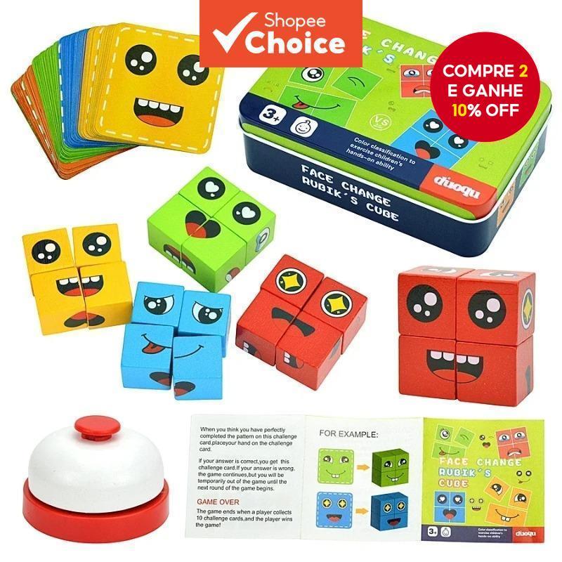 Blocos De Mudança De Emoção Infantil-Brinquedo De Expressão Facial Para Crianças , Jogo Educacional Montessori , Present