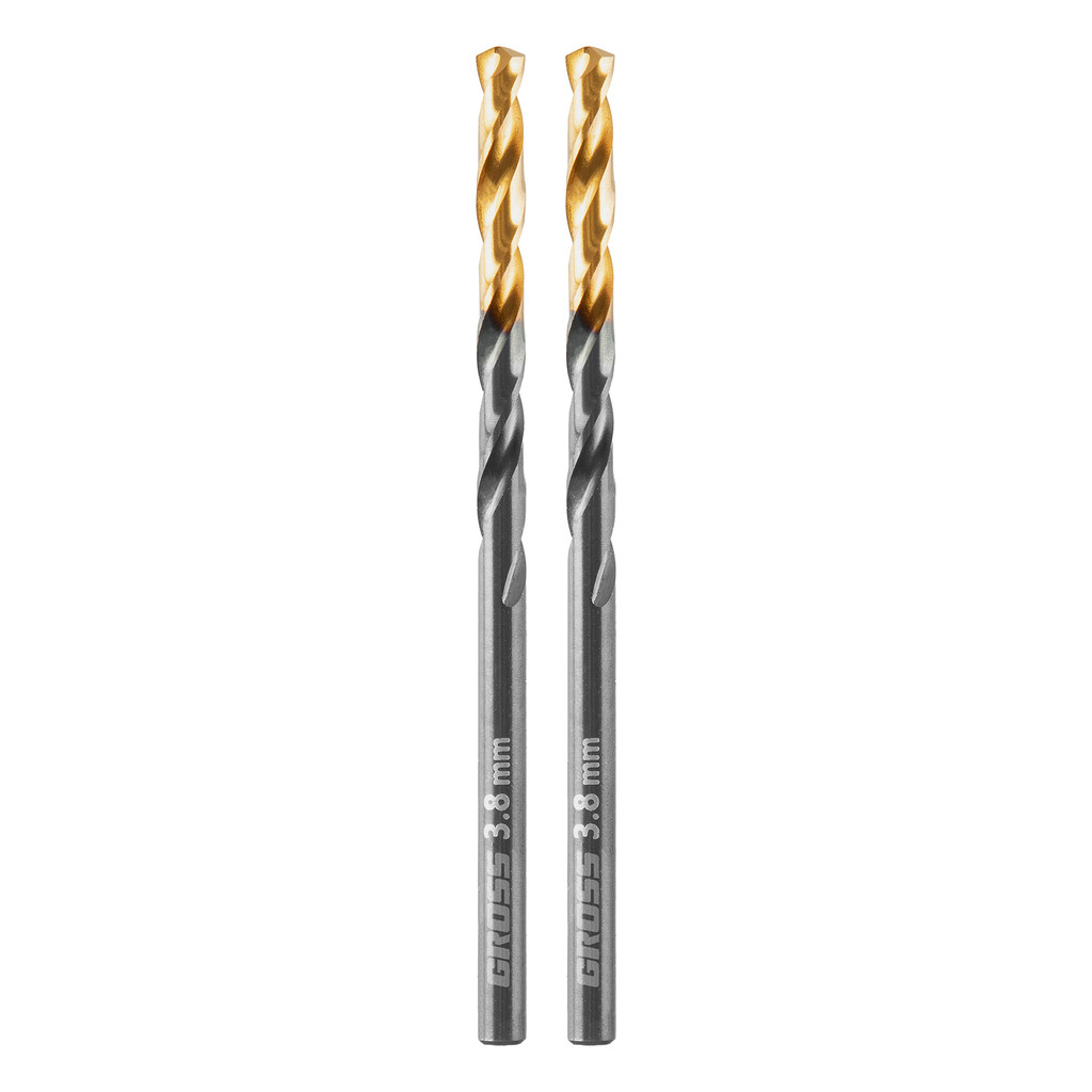 BROCA ACO RAPIDO PROFISSIONAL, NITRETO DE TITANIO, PARA METAL, 3,8MM, 2PCS // GROSS
