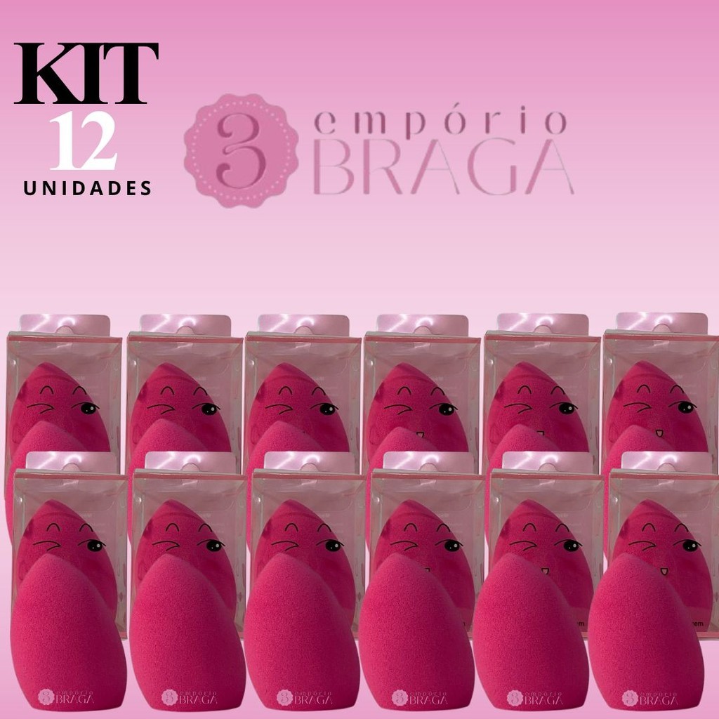 Kit 12 - 12Unid -- (12) Esponja Para Maquiagem Base/Pó/Corretivo Pompom Maquiagem (Cores Disponíveis no Estoque)