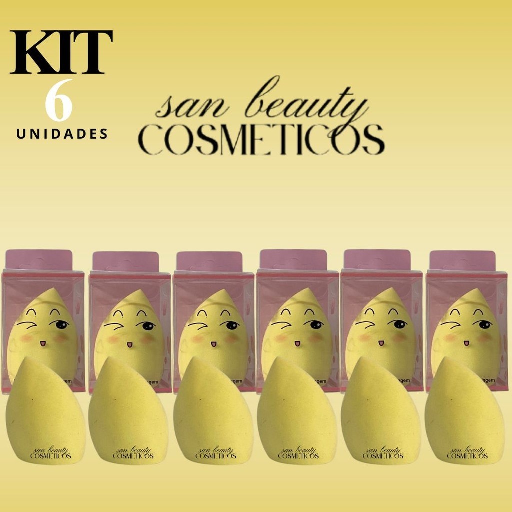 Kit 06 - 06Unid - (06) - Esponja Para Maquiagem Base/Pó/Corretivo Pompom Maquiagem (Cores Disponíveis no Estoque)