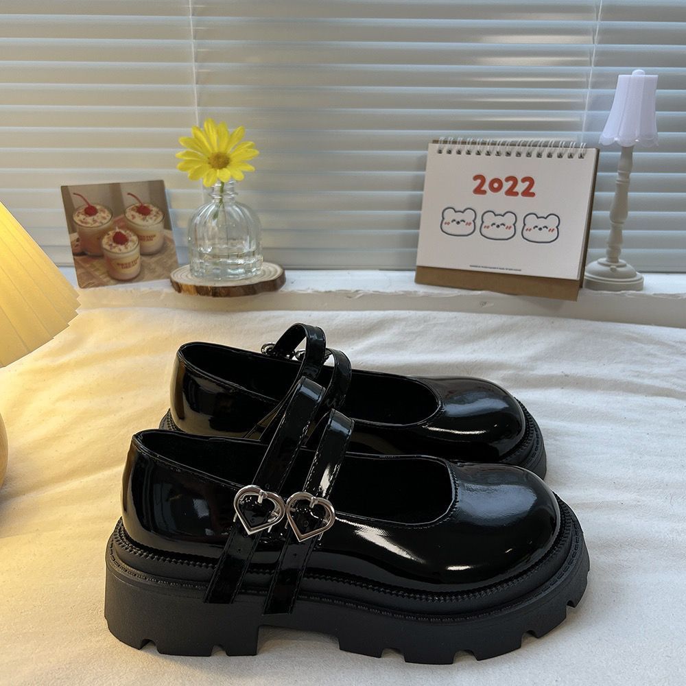 Japonês all-match feminino de sola grossa JK sapatos lolita plataforma sola pequenos sapatos de couro all-match salto gr