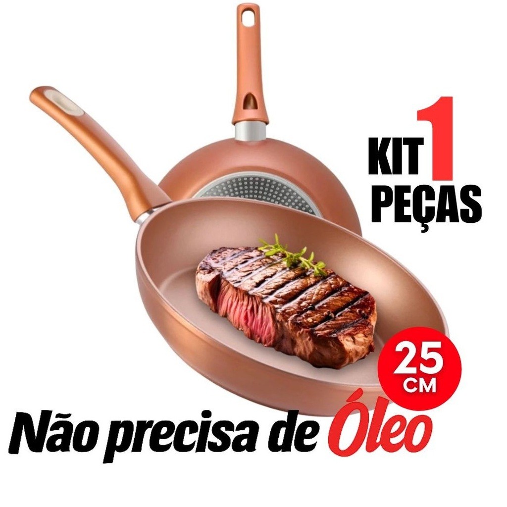 Frigideira 25cm Antiaderente Cerâmica Não Gruda Não Vai Óleo Utensilio Domestico Cozin Fitness Dieta em Oferta na Shopee