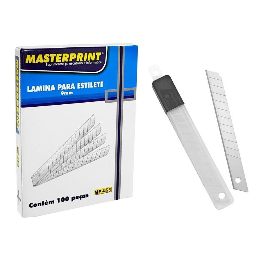 100 Peças Lâmina Estilete 9mm Masterprint em Oferta na Shopee