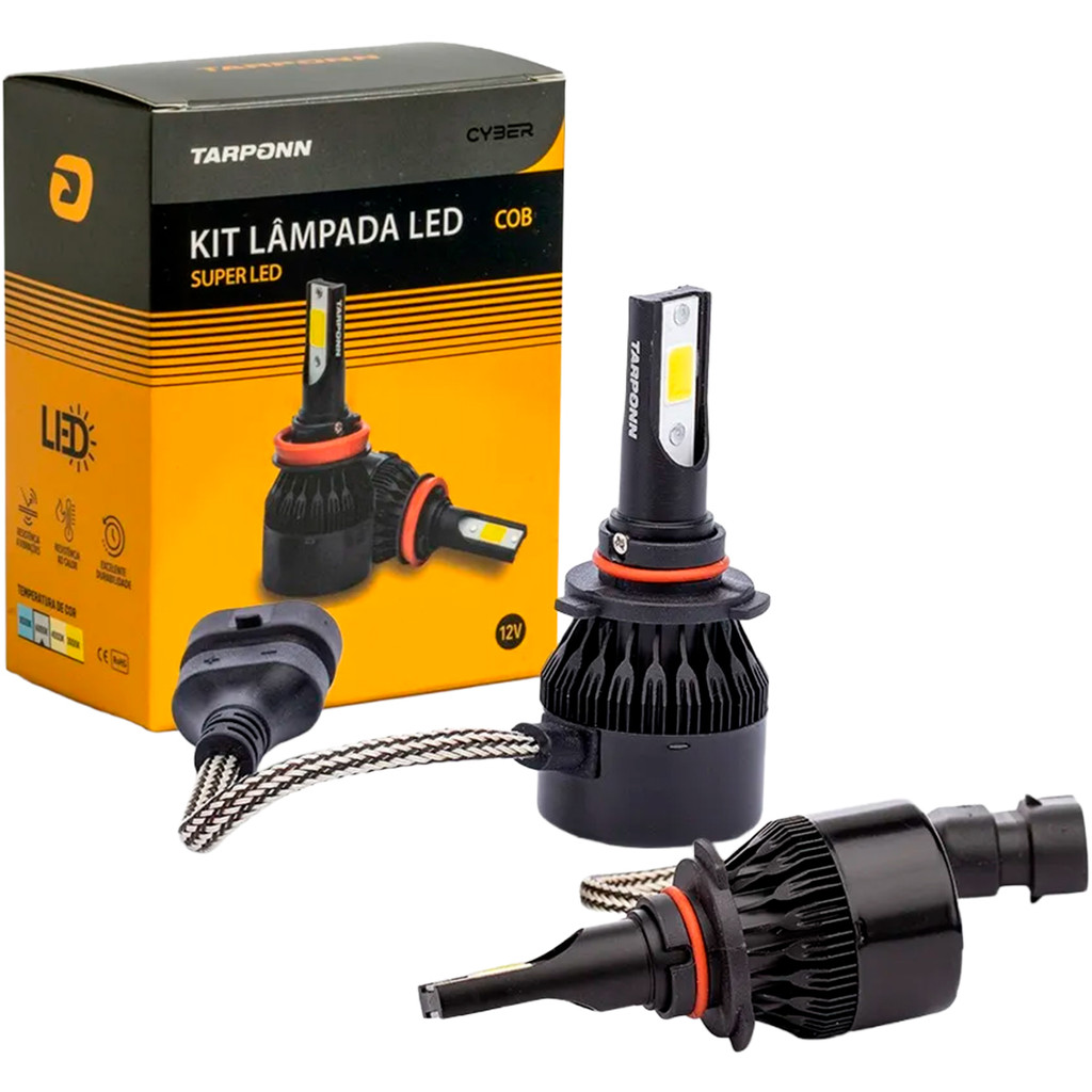 Par Lâmpada Super Led H1 H3 H7 H8 H11 H16 H27 Hb3 Hb4 Cyber 6000K 36W 3200Lm Ip 65