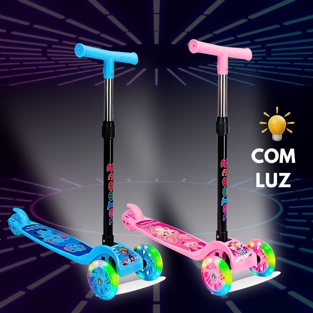 Patinete Infantil 3 Rodas De Led Dobrável Scooter Crianças novo geracao