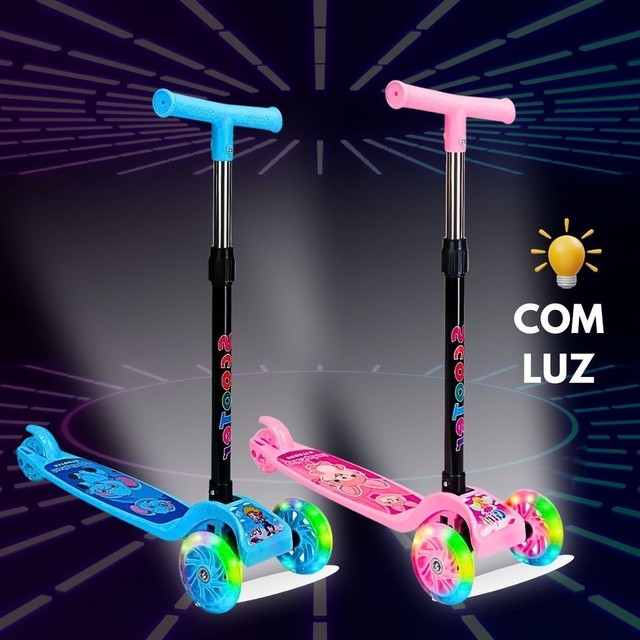 Patinete Infantil 3 Rodas De Led Dobrável Scooter Crianças novo geracao