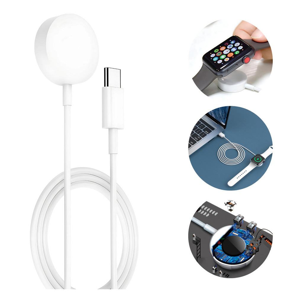 Cabo Carregador Para Relógio Apple Watch Series9 8 7 6 5 4 3 2 Tipo- C Rápido Magnético Usb-c Smartwatch Relógio