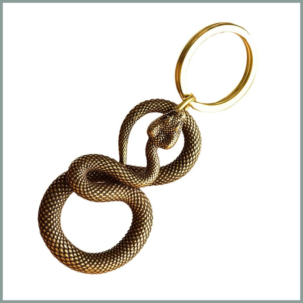Cobra Ornamento Estilo Saco Charme Artesanal De Bronze Estátua Animal Chaveiro Para Chave Do Carro yuneaph
