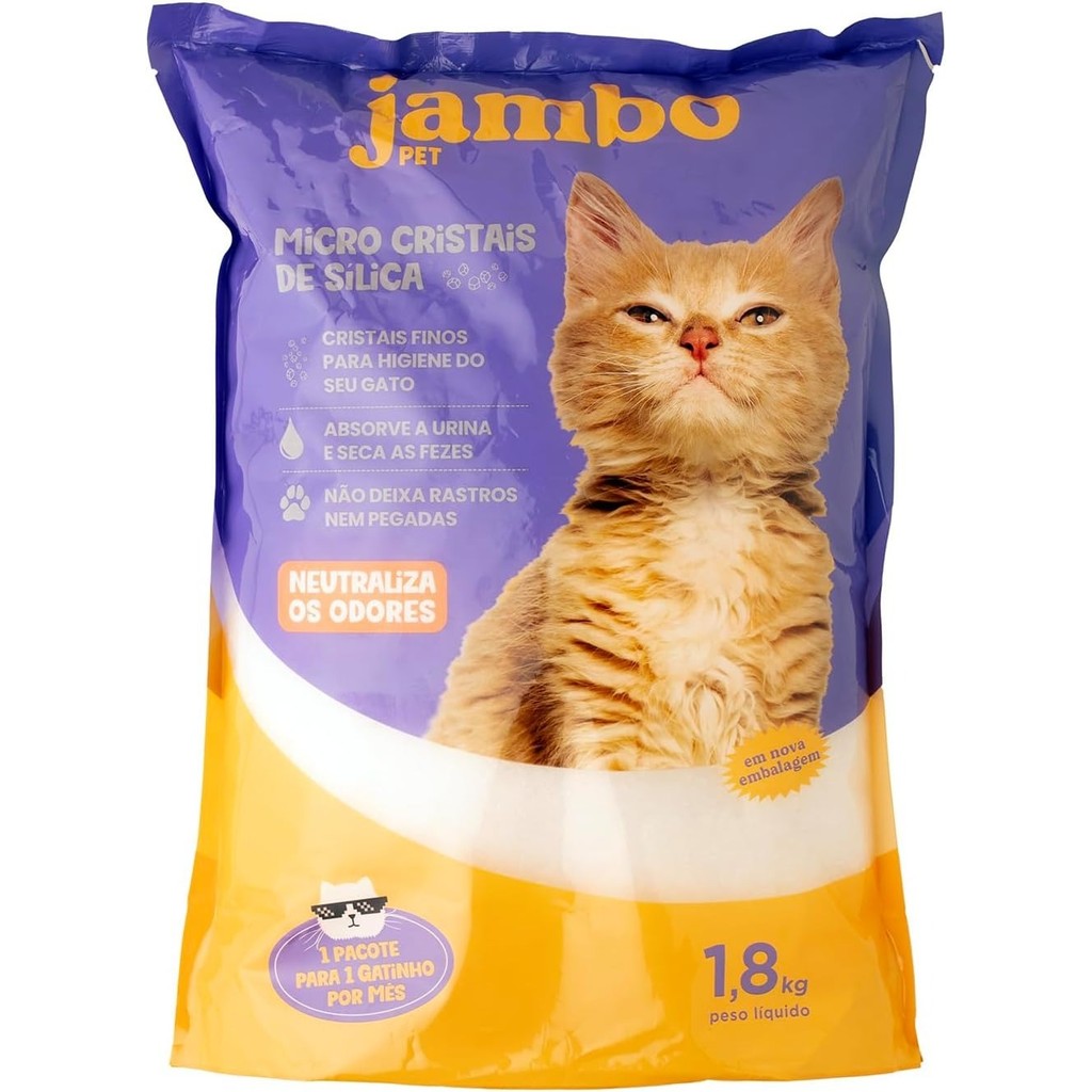 AREIA HIGIÊNICA MICRO CRISTAIS DE SÍLICA JAMBO 1.8KG em Oferta na Shopee