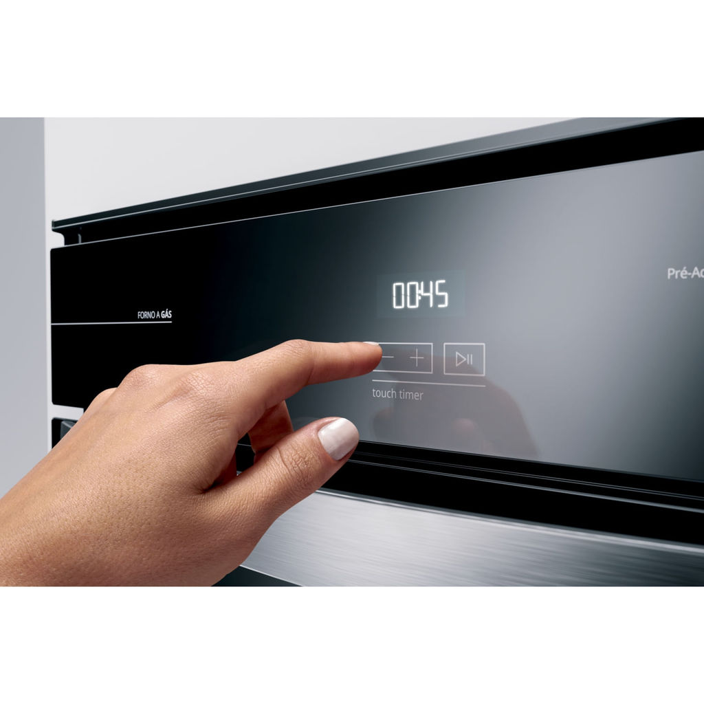 Detalhes do Forno de Embutir a Gás Brastemp 78 Litros Cor Inox Espelhado com Grill e Timer Touch - BOA84AR