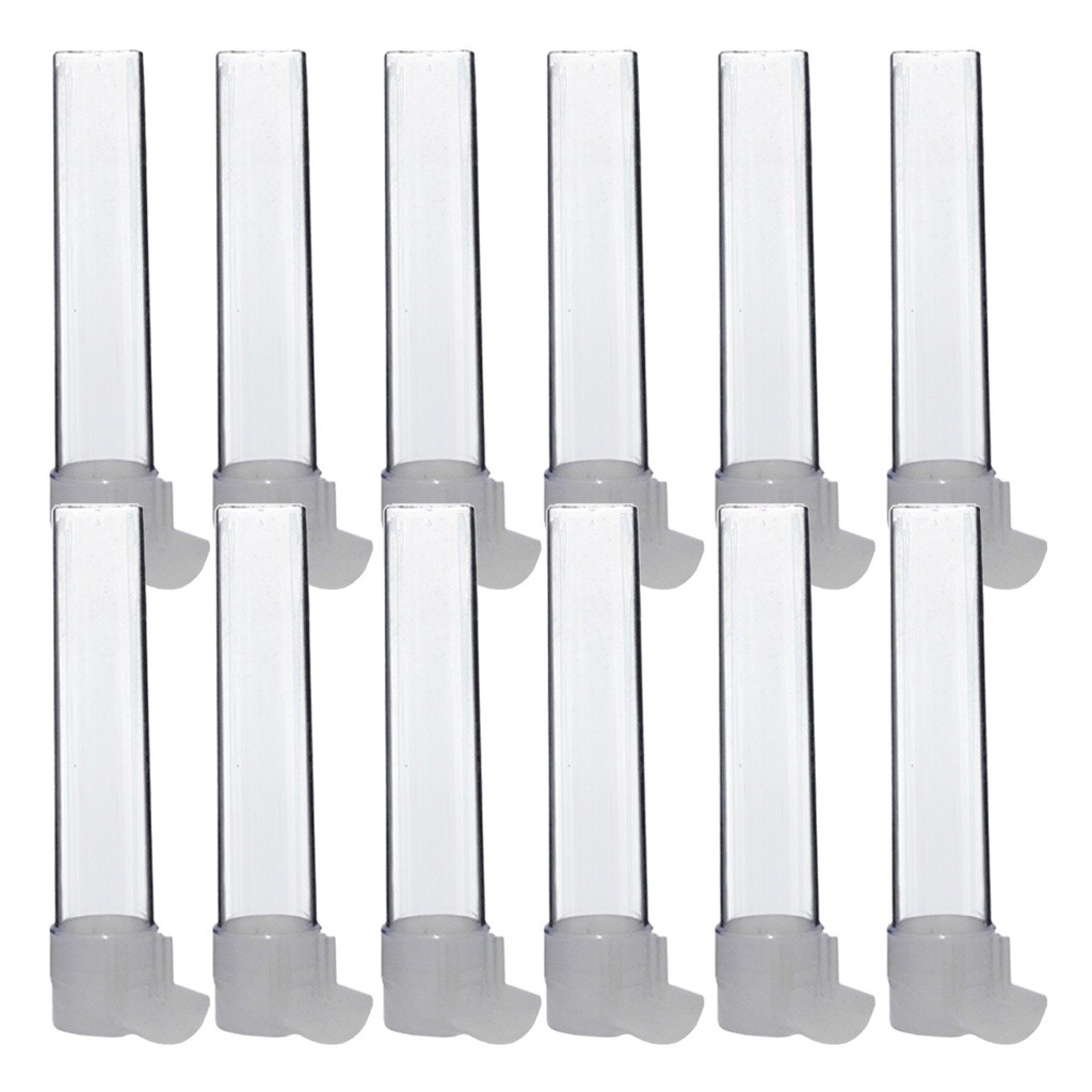 Kit 12 Bebedouro Similar Reto Pequeno 20ml Para Passarinhos Coleiro Papa Capim Pintassilgo Canario Belga Gaiolas