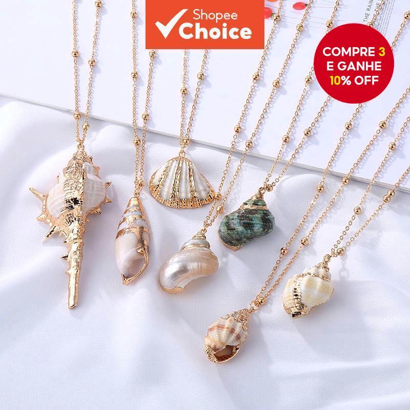 Colar Com Pingente De Concha Para Mulheres , Praia , Verão , Joias , Presente Boho