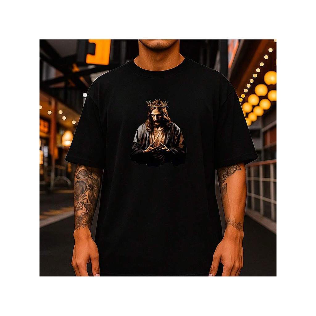 Camiseta masculina unissex 100% algodão camisa estampada Religiosa Jesus Cristo