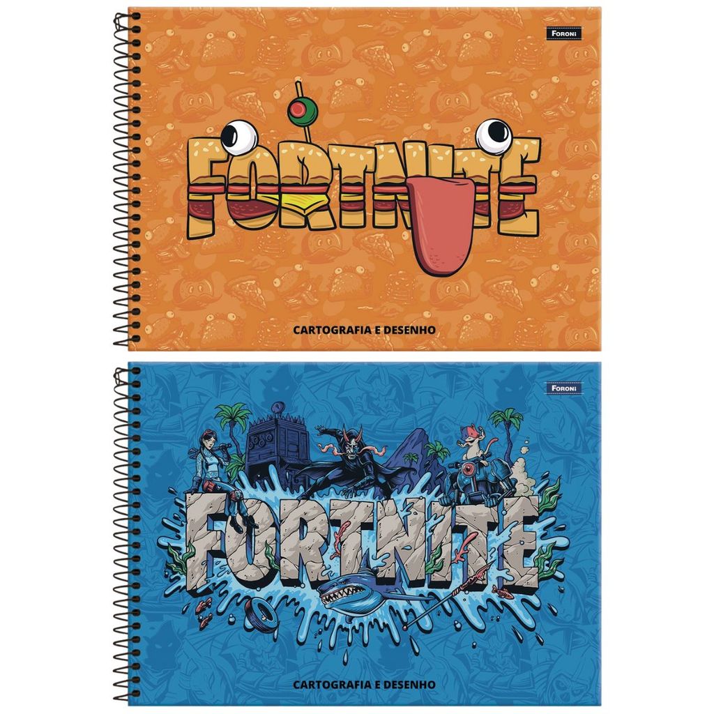 Caderno de Desenho e Cartografia Fortnite FORONI - 80 Folhas