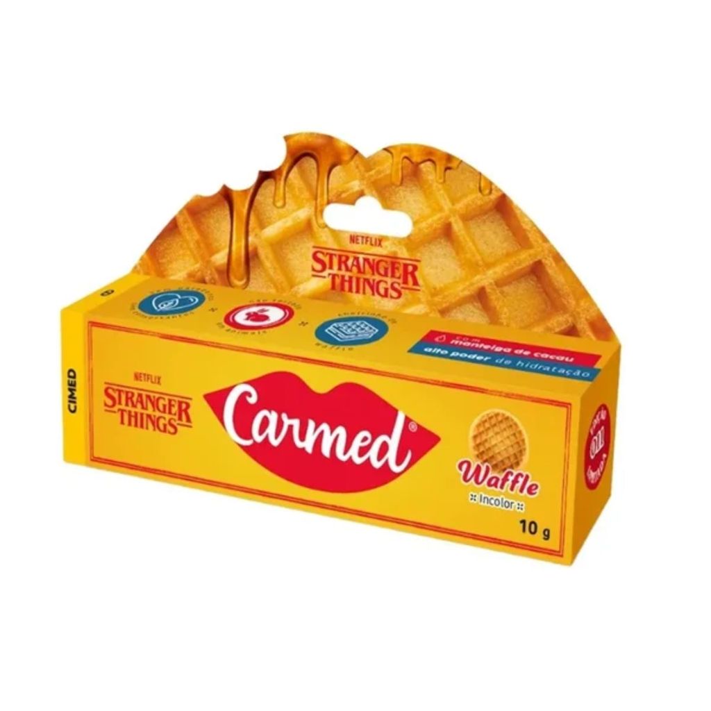 Carmed Protetor Labial Stranger Things Waffle 10g Hidratante Labial Edição Especial Manteiga de Cacau Aroma Doce