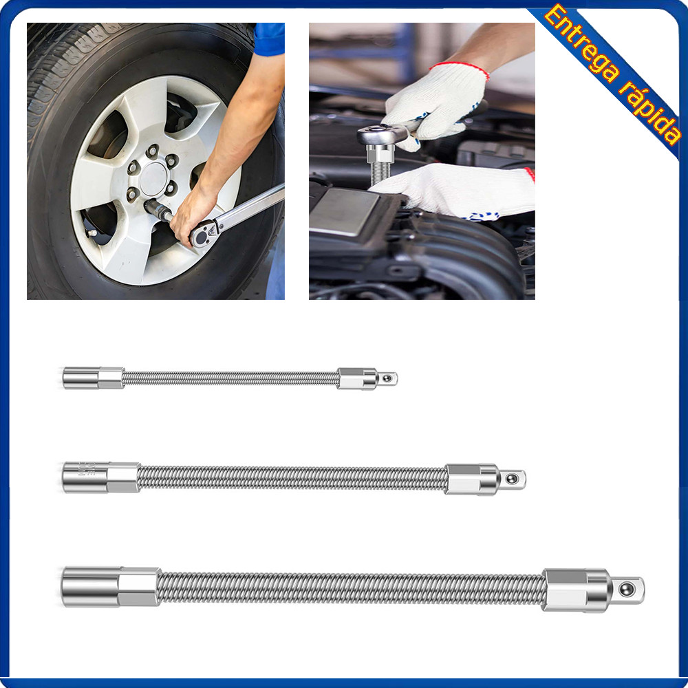 3 haste de extensão Universal prata (1/4 "3/8" 1/2 ") Material de aço carbono resistente ao desgaste