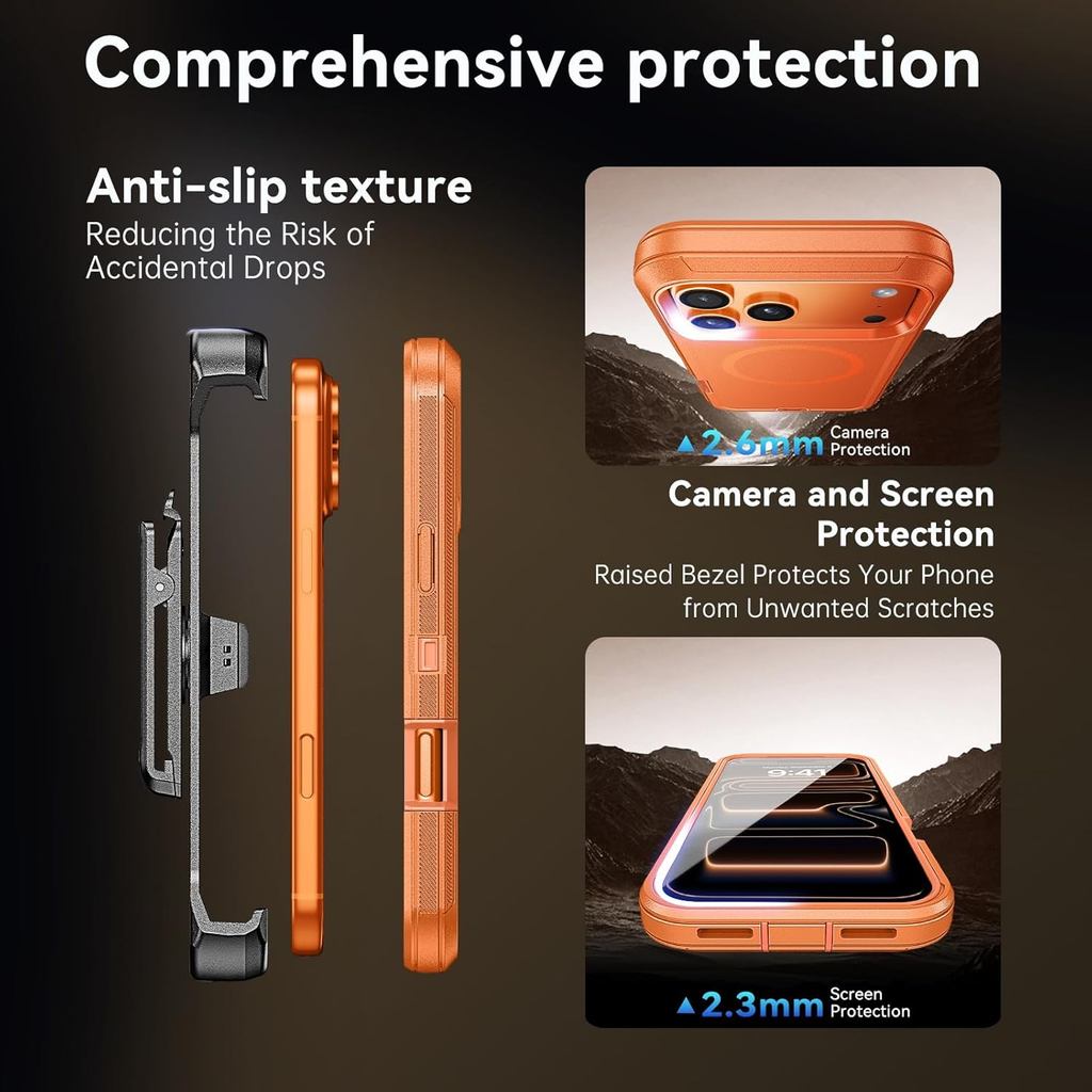 Detalhes do Capa De Armadura Robusta Para iPhone 13 14 15 16 Plus 17 Pro Max Air 17E 16E Com Suporte Coldre De Clipe De Cinto , Tele