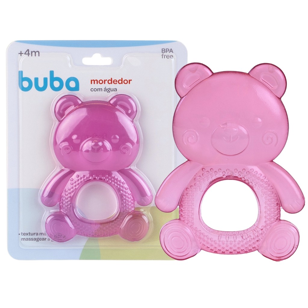 Mordedor Ursinho Rosa C/ Água para Bebês BPA Free 22678 - Buba
