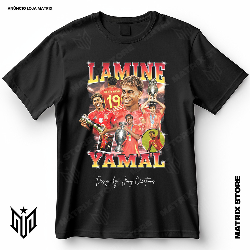 Camisa Lamine Yamal 19 Espanha Blusa Camiseta de Futebol 100% Algodão