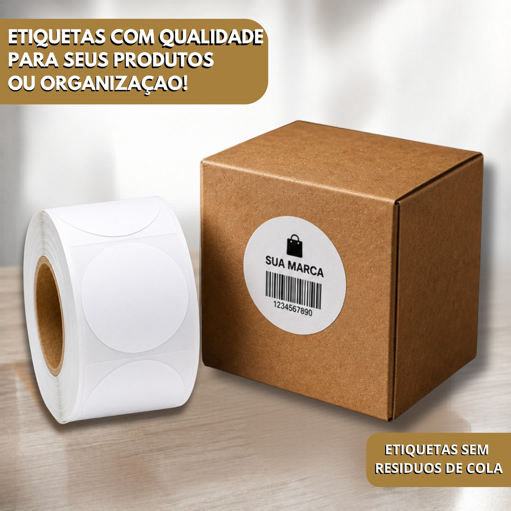 5 Rolo Etiqueta Adesiva Redonda 40x40 a prova dagua — imagem 2 de 2
