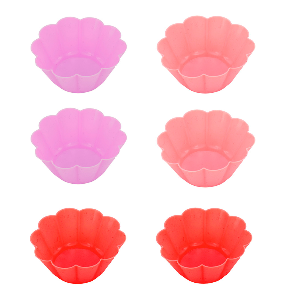 Kit 6 Forma Floral Silicone Cupcake Bolinho Gelatina Cozinha Multiuso Confeitaria Utensílio Air Fryer