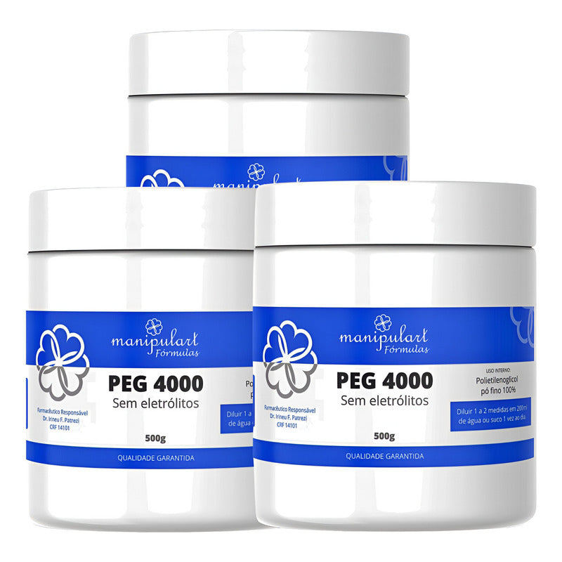 Peg 4000 Polietilenoglicol Puro 500g 3 Potes = 1,5kg