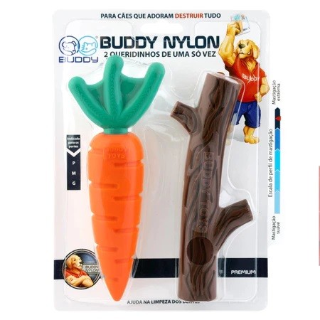 Kit 2 Brinquedos Pet Mordedor Nylon Resistente Buddy Toys para Cães