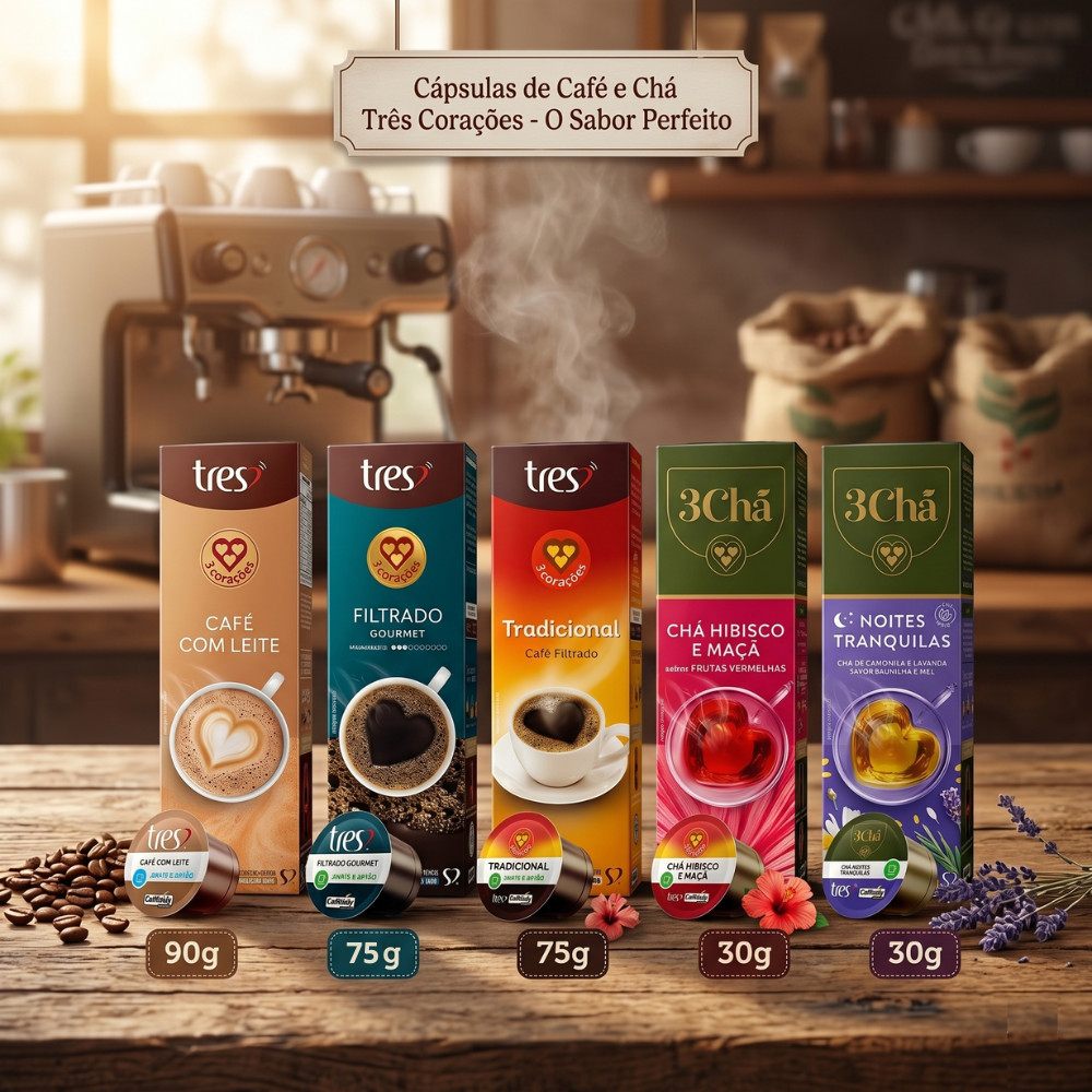 CÁSPSULAS CAFÉ ESPRESSO 3 CORAÇÕES - 90g | 75g | 30g